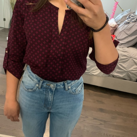 Twik Maroon 3/4 Blouse - Picture 4 of 7